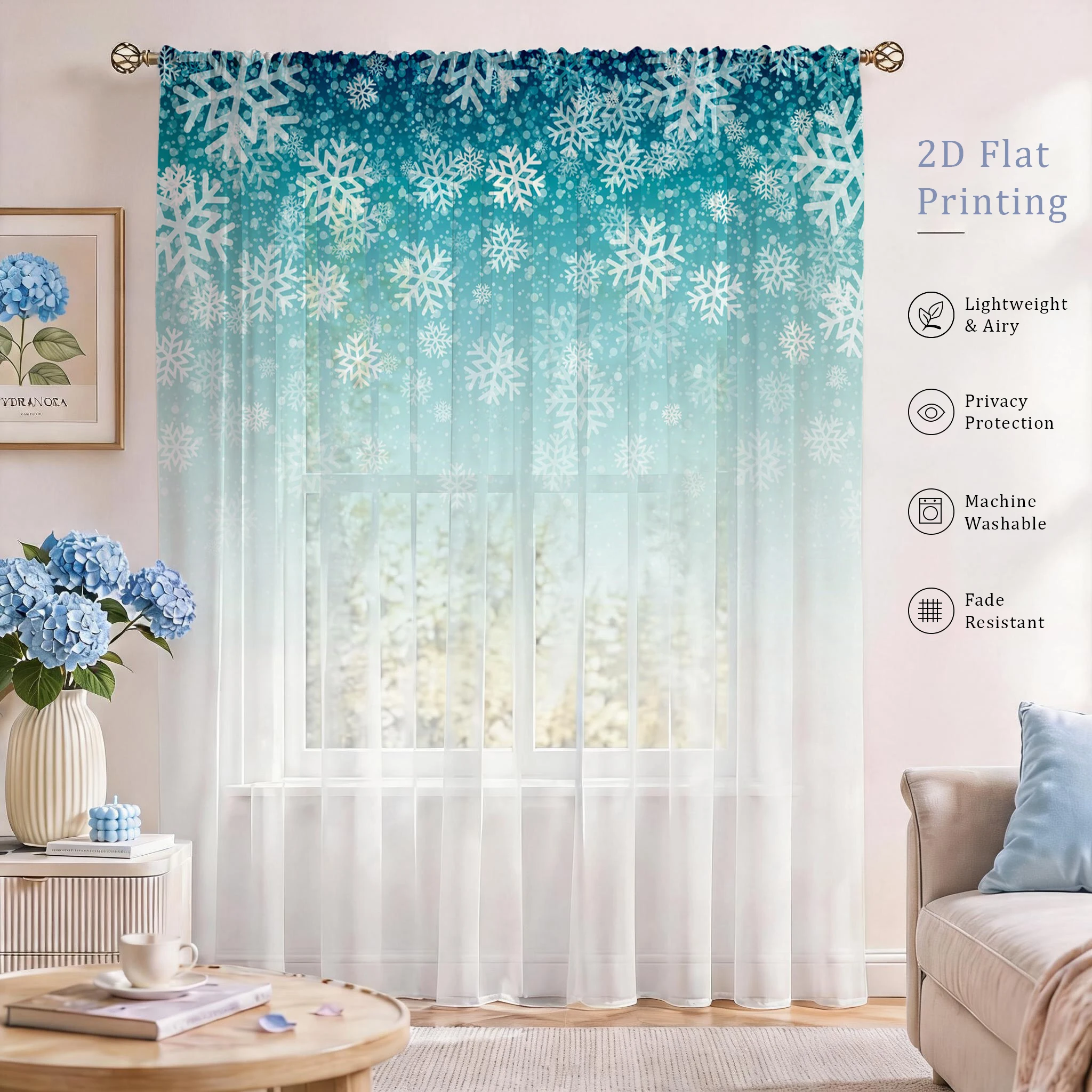 Good Floral & Wedding Decor Supply - Tirai Transparan Gradasi Bunga, Voile Berkualitas