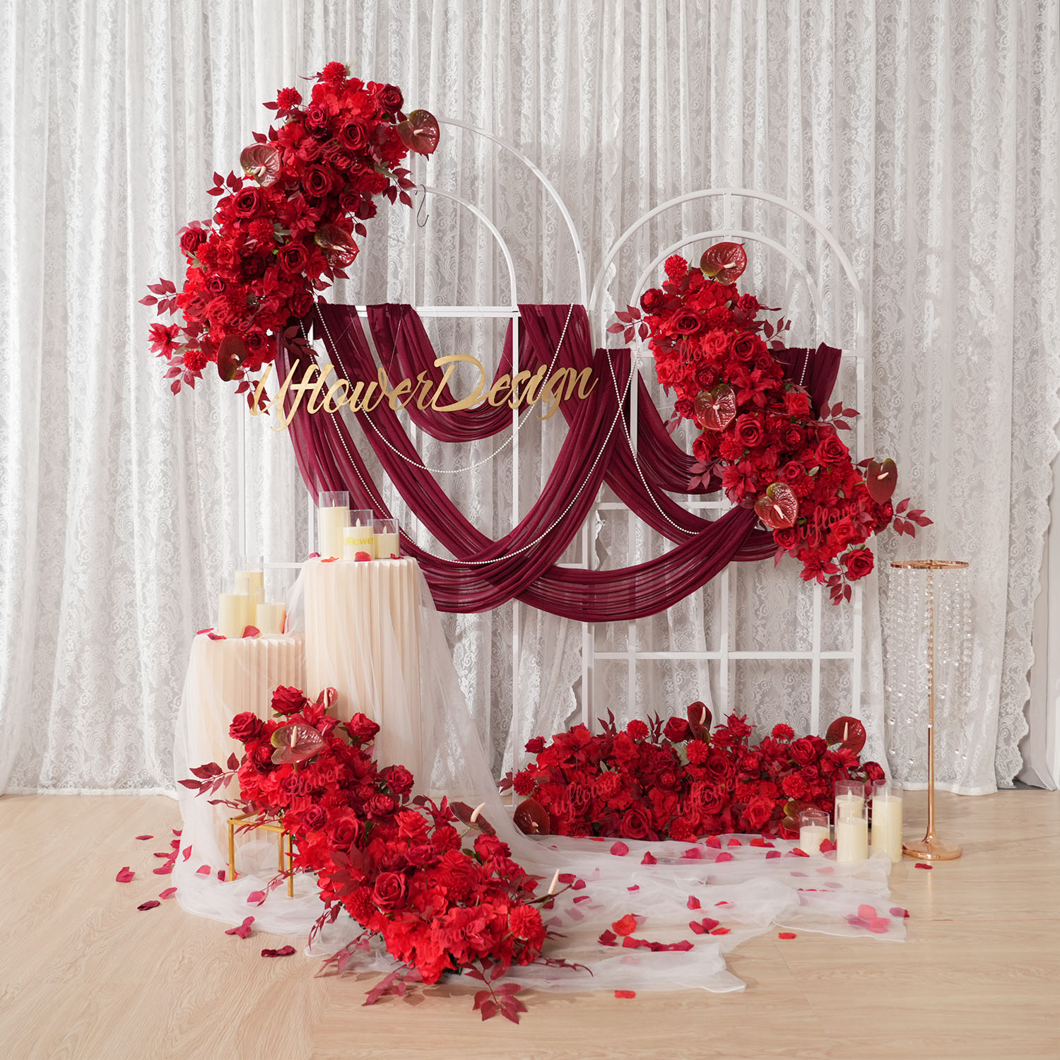 Wedding Arch Flower - Dekorasi Lengkung Pernikahan Uflower Red Flower
