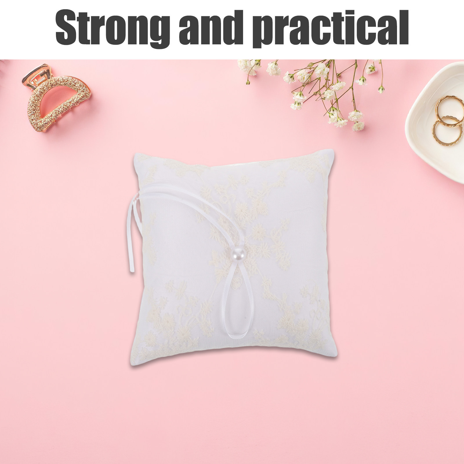 Ring Bearer Pillow - Bantal Cincin Pernikahan Satin Putih dengan