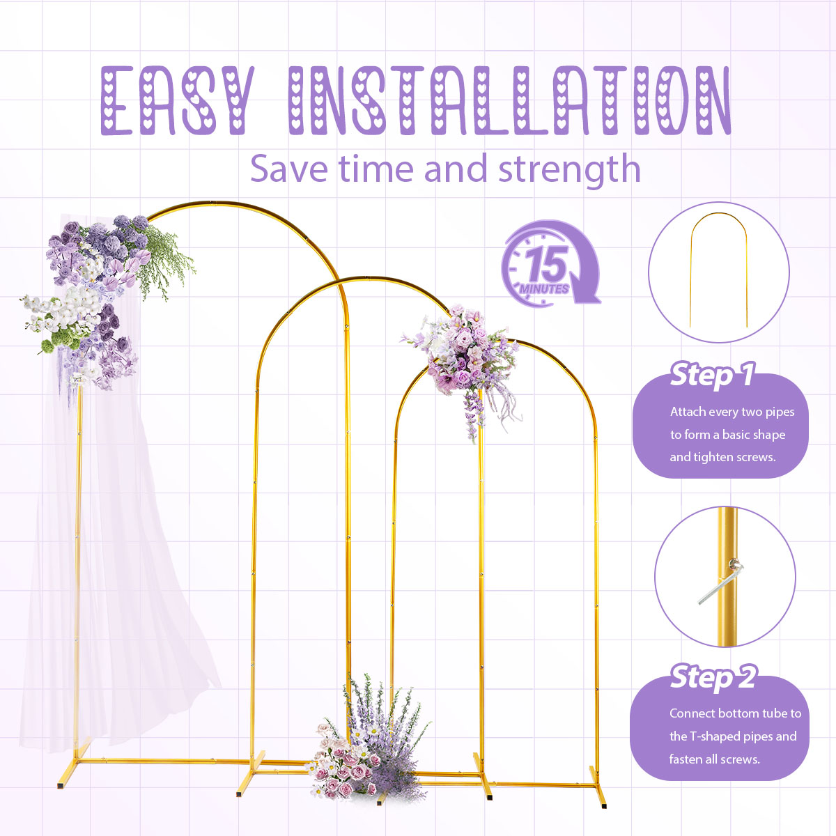 3 Paket Kit Lengkungan Logam E - Wedding Support ulasan dan harga